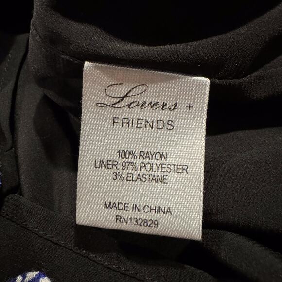 Lovers + Friends Womens Romper Floral Boho Cottage Casual Blue Black Small IZ - Picture 4 of 7